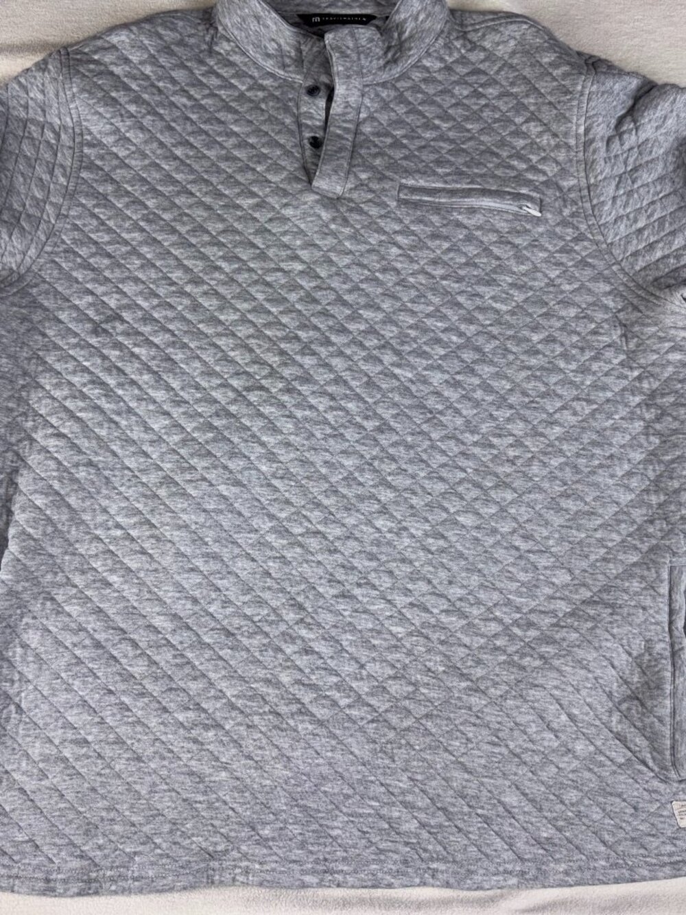 Travis Mathew California Quilted Pullover Men XXL Heather Gray 3/4 Button Down
